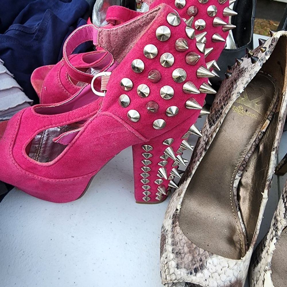 Vintage Pink Spiked Heels
